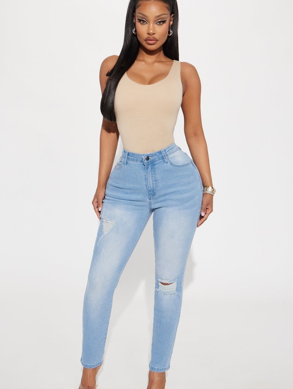 Light Blue High-Waist Skinny Jeans - Women Size 5